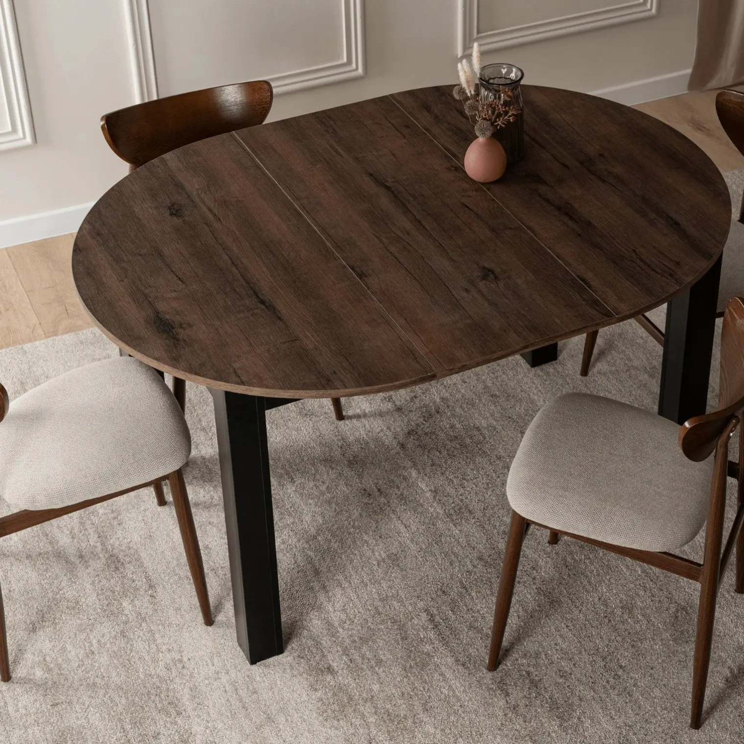 Стол раскладной Mebel Elite Harry 102/142 (Walnut/Black) - 9