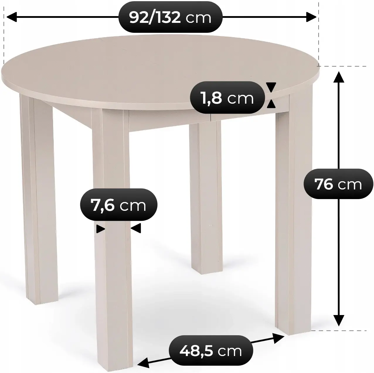 Стол раскладной Mebel Elite Harry 92/132 (Cashmere) - 10