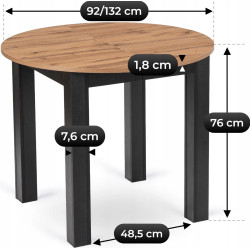 Стол раскладной Mebel Elite Harry 92/132 (Craft Oak/Black) Thumb