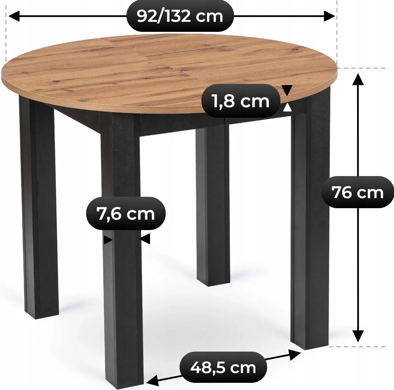 Стол раскладной Mebel Elite Harry 92/132 (Craft Oak/Black) - 8