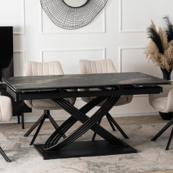 Стол раскладной Mebel Elite Ibiza 160/240 (Black Marble/Black)