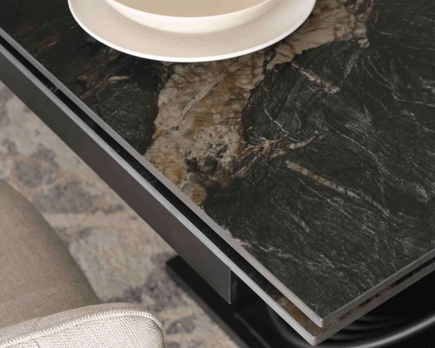 Стол раскладной Mebel Elite Ibiza 160/240 (Black Marble/Black) - 4