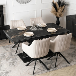 Стол раскладной Mebel Elite Ibiza 160/240 (Black Marble/Black) Thumb
