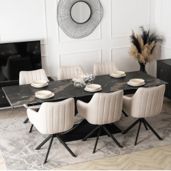 Стол раскладной Mebel Elite Ibiza 160/240 (Black Marble/Black) Thumb