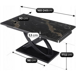 Стол раскладной Mebel Elite Ibiza 160/240 (Black Marble/Black) Thumb