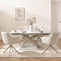 Masa extensibila Mebel Elite Ibiza 160-240 (White Marble/Cashmere) Thumb