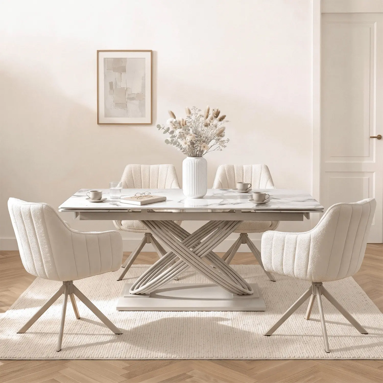 Masa extensibila Mebel Elite Ibiza 160-240 (White Marble/Cashmere) - 5
