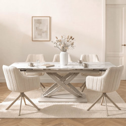 Masa extensibila Mebel Elite Ibiza 160-240 (White Marble/Cashmere) Thumb