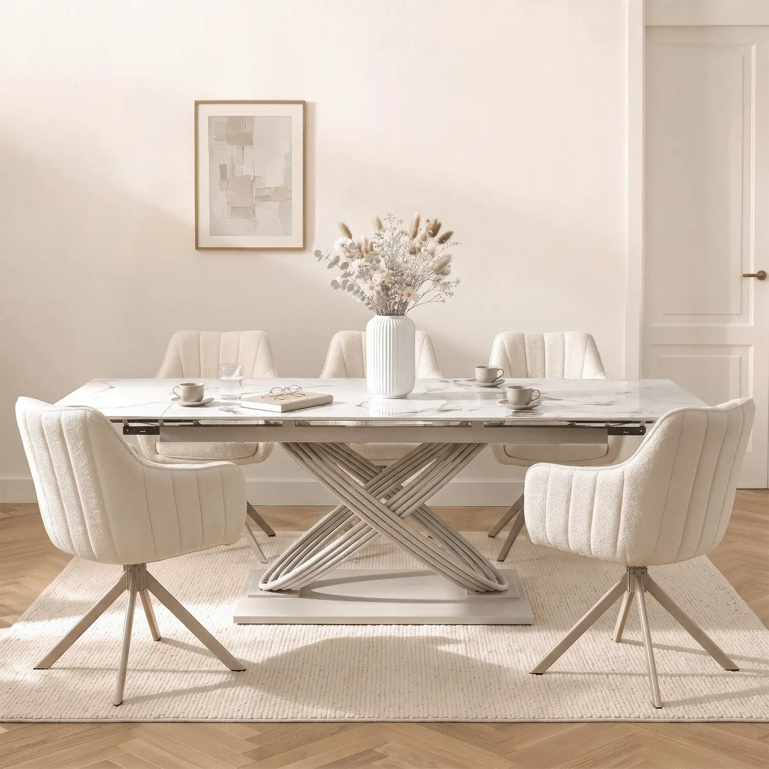 Masa extensibila Mebel Elite Ibiza 160-240 (White Marble/Cashmere) - 6