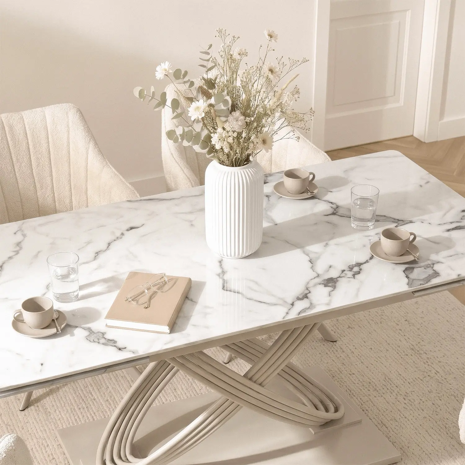Masa extensibila Mebel Elite Ibiza 160-240 (White Marble/Cashmere) - 7