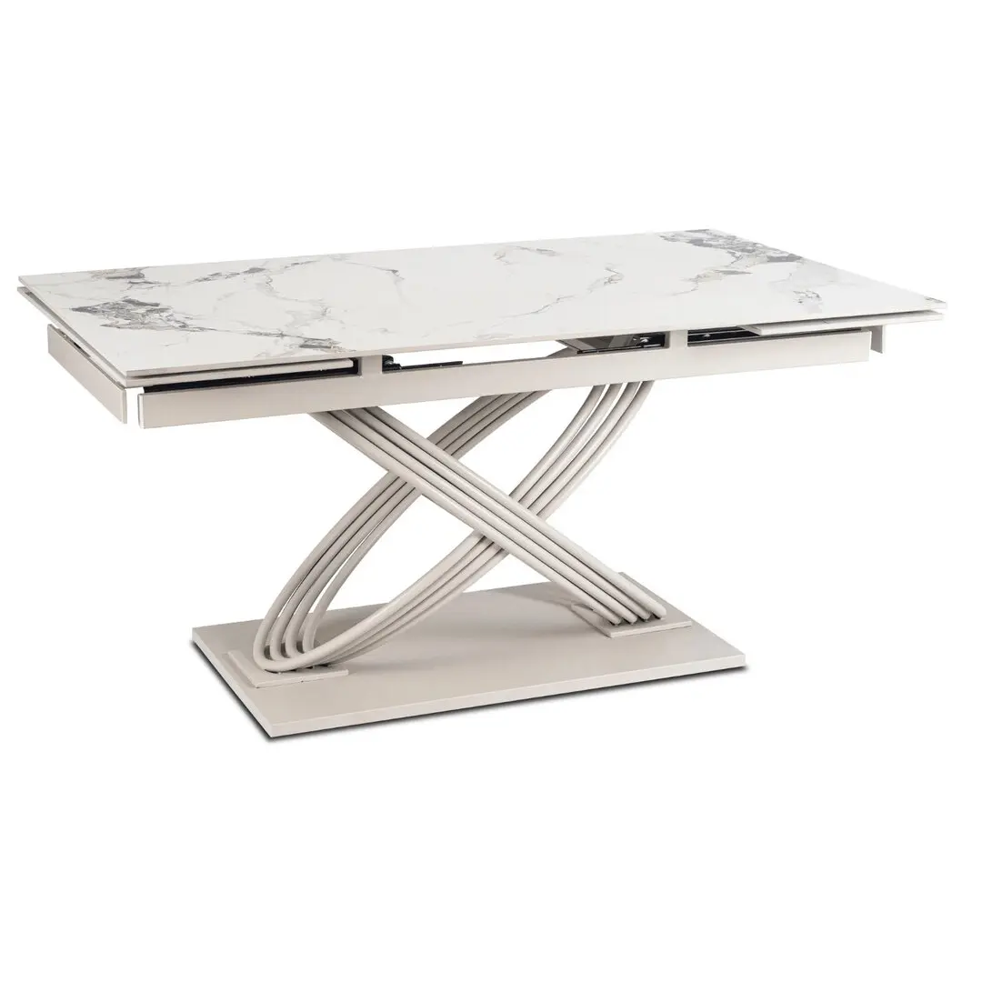 Masa extensibila Mebel Elite Ibiza 160-240 (White Marble/Cashmere)
