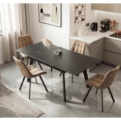 Стол раскладной Mebel Elite Lares 90/150 (Black Marble/Black) Thumb