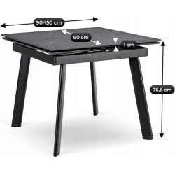 Стол раскладной Mebel Elite Lares 90/150 (Black Marble/Black) Thumb