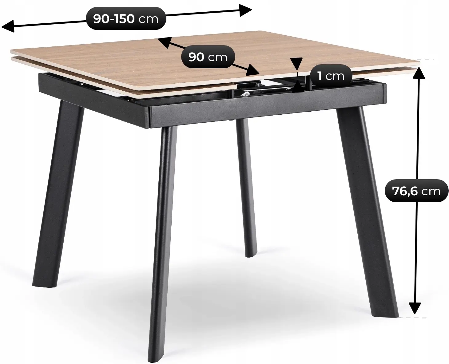 Стол раскладной Mebel Elite Lares 90/150 (Oak/Black) - 8