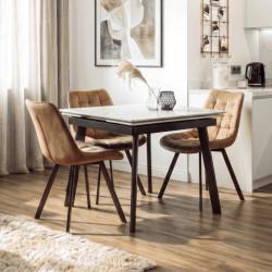 Стол раскладной Mebel Elite Lares 90/150 (White Marble/Black) Thumb