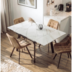 Стол раскладной Mebel Elite Lares 90/150 (White Marble/Black)