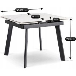 Стол раскладной Mebel Elite Lares 90/150 (White Marble/Black) Thumb
