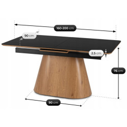 Masa extensibila Mebel Elite Lizbona 160/200 (Black/Oak) Thumb