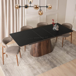 Masa extensibila Mebel Elite Lizbona 160/200 (Black/Walnut)