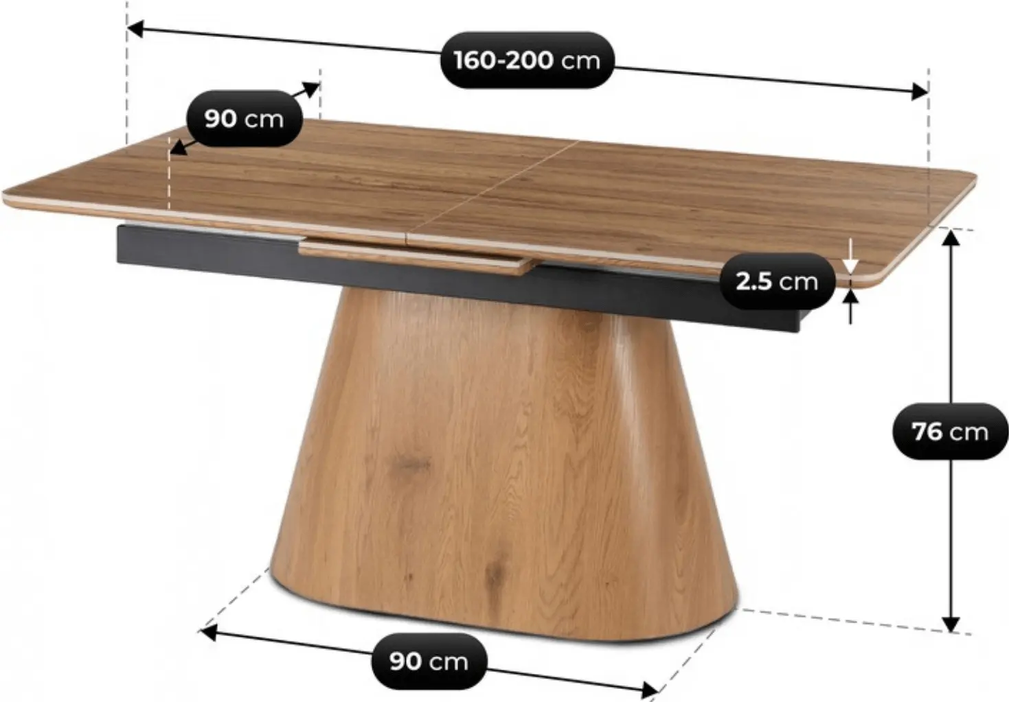 Стол раскладной Mebel Elite Lizbona 160/200 (Walnut/Black) - 5