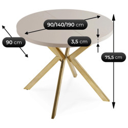 Стол раскладной Mebel Elite Lugo 90-190 (Cashmere/Gold) Thumb