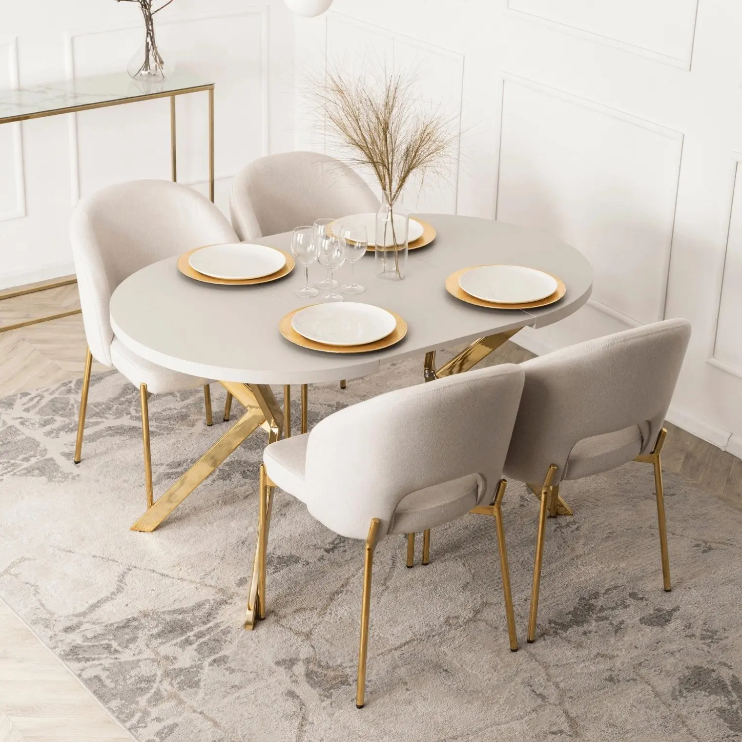 Стол раскладной Mebel Elite Lugo 90-190 (Cashmere/Gold) - 8