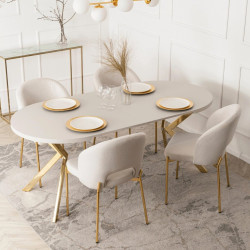 Стол раскладной Mebel Elite Lugo 90-190 (Cashmere/Gold) Thumb
