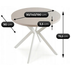 Masa extensibila Mebel Elite Lugo 90-190 (Cashmere/White) Thumb