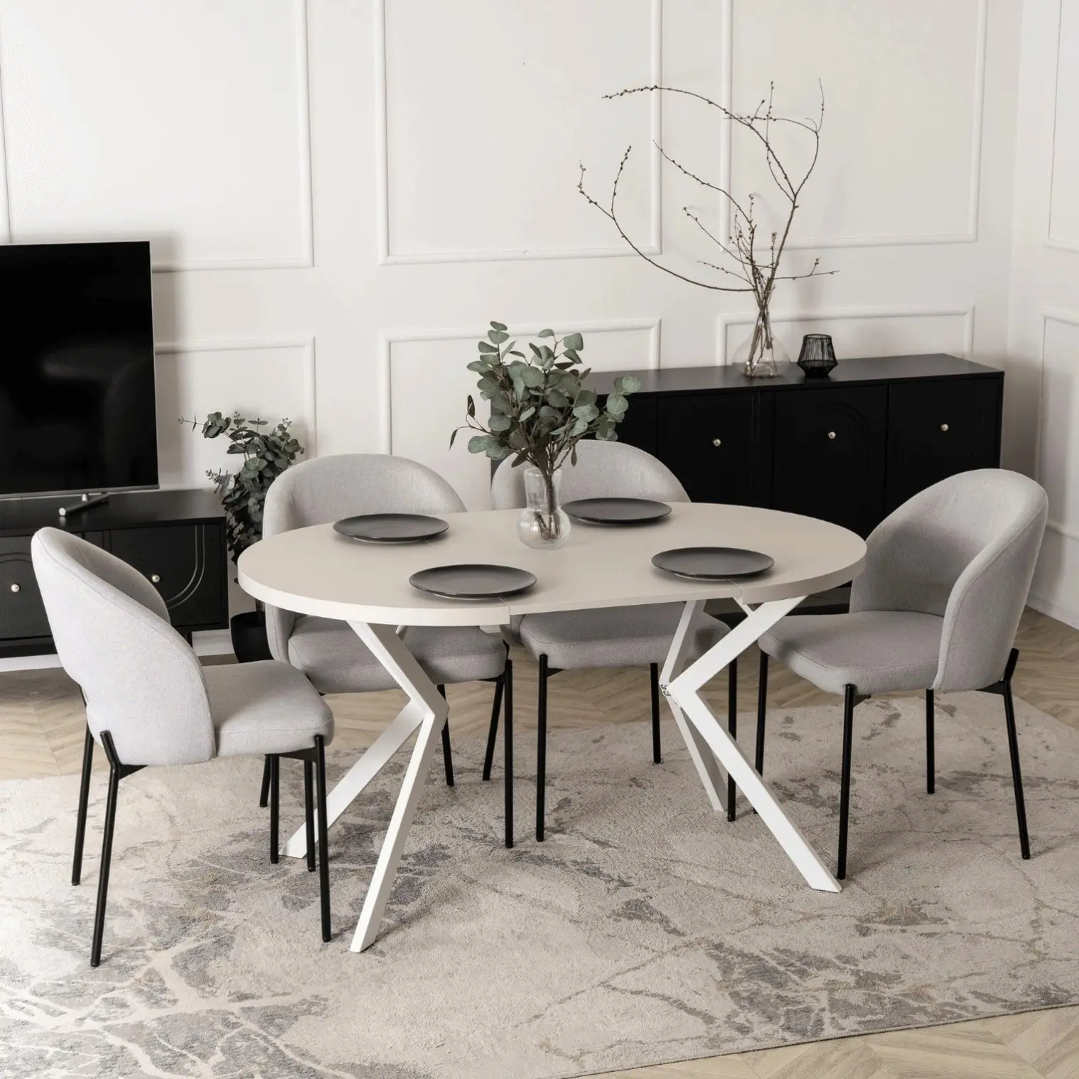 Masa extensibila Mebel Elite Lugo 90-190 (Cashmere/White)