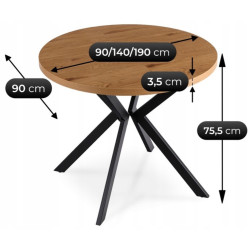 Стол раскладной Mebel Elite Lugo 90-190 (Golden Oak/Back) Thumb