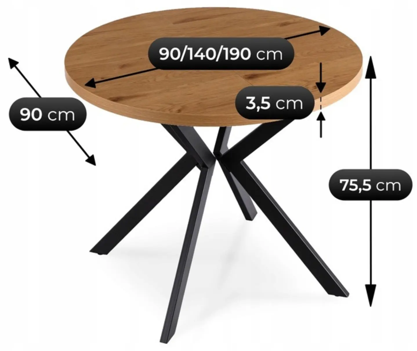 Стол раскладной Mebel Elite Lugo 90-190 (Golden Oak/Back) - 6