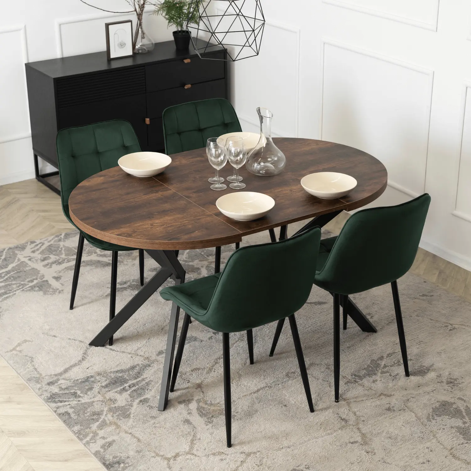 Masa extensibila Mebel Elite Lugo 90-190 (Rustic Oak/Black)