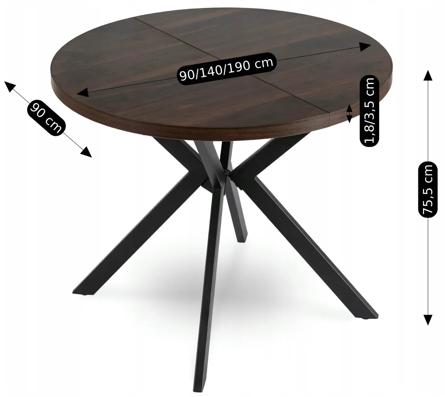 Стол раскладной Mebel Elite Lugo 90-190 (Walnut/Back) - 8