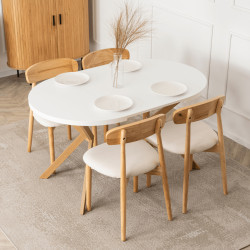 Стол раскладной Mebel Elite Lugo 90-190 (White/Scandinavian Oak) Thumb