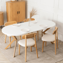 Стол раскладной Mebel Elite Lugo 90-190 (White/Scandinavian Oak) Thumb