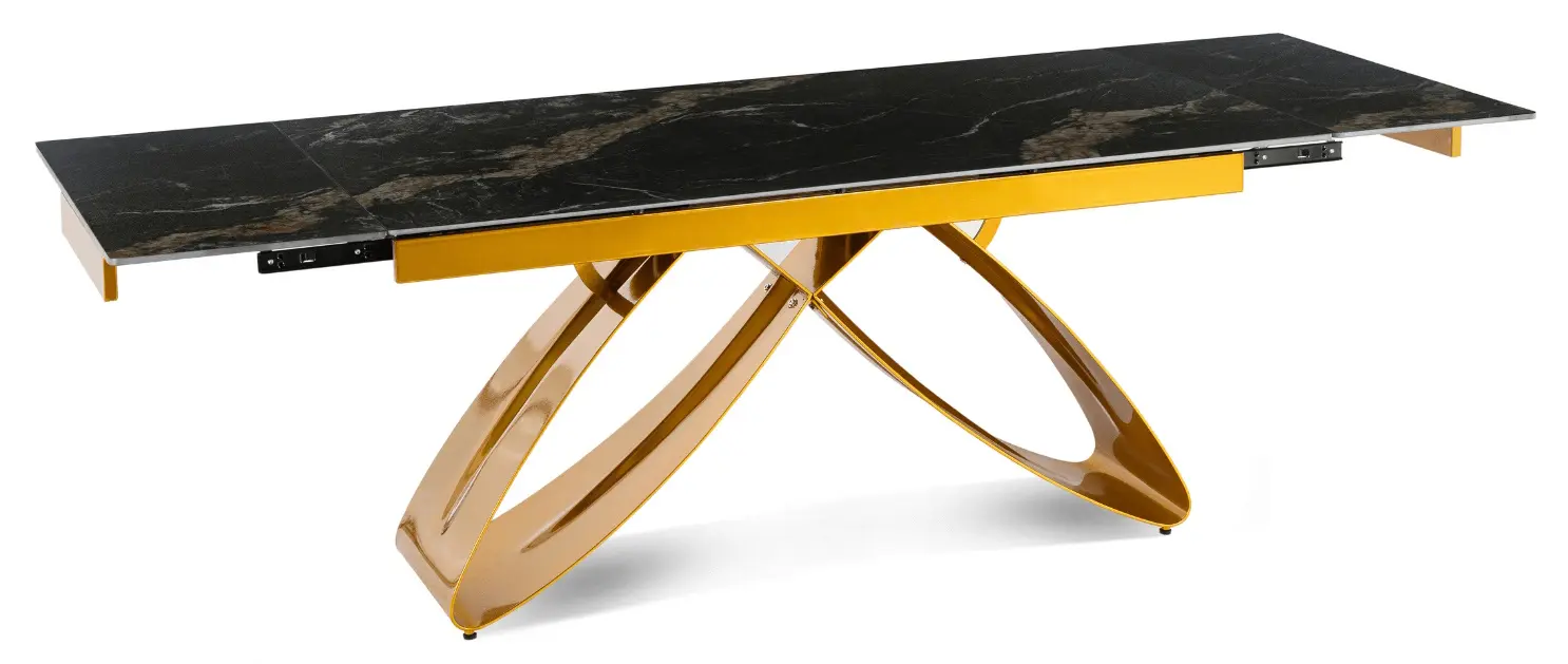 Стол раскладной Mebel Elite Luigi 160/240 (Black-Gold Marble/Gold)