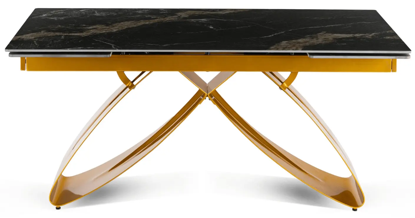 Стол раскладной Mebel Elite Luigi 160/240 (Black-Gold Marble/Gold)