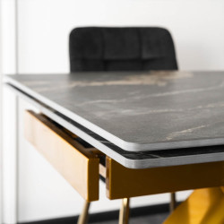 Стол раскладной Mebel Elite Luigi 160/240 (Black-Gold Marble/Gold) Thumb