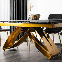 Стол раскладной Mebel Elite Luigi 160/240 (Black-Gold Marble/Gold) Thumb