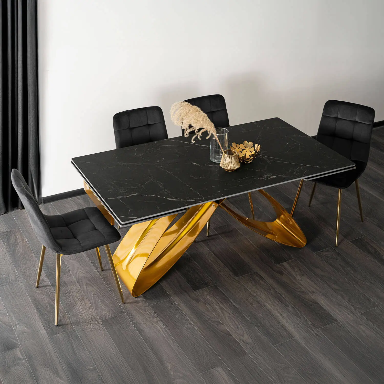 Masa extensibila Mebel Elite Luigi 160/240 (Black Marble/Gold)
