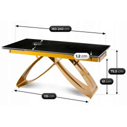 Masa extensibila Mebel Elite Luigi 160/240 (Black Marble/Gold) Thumb