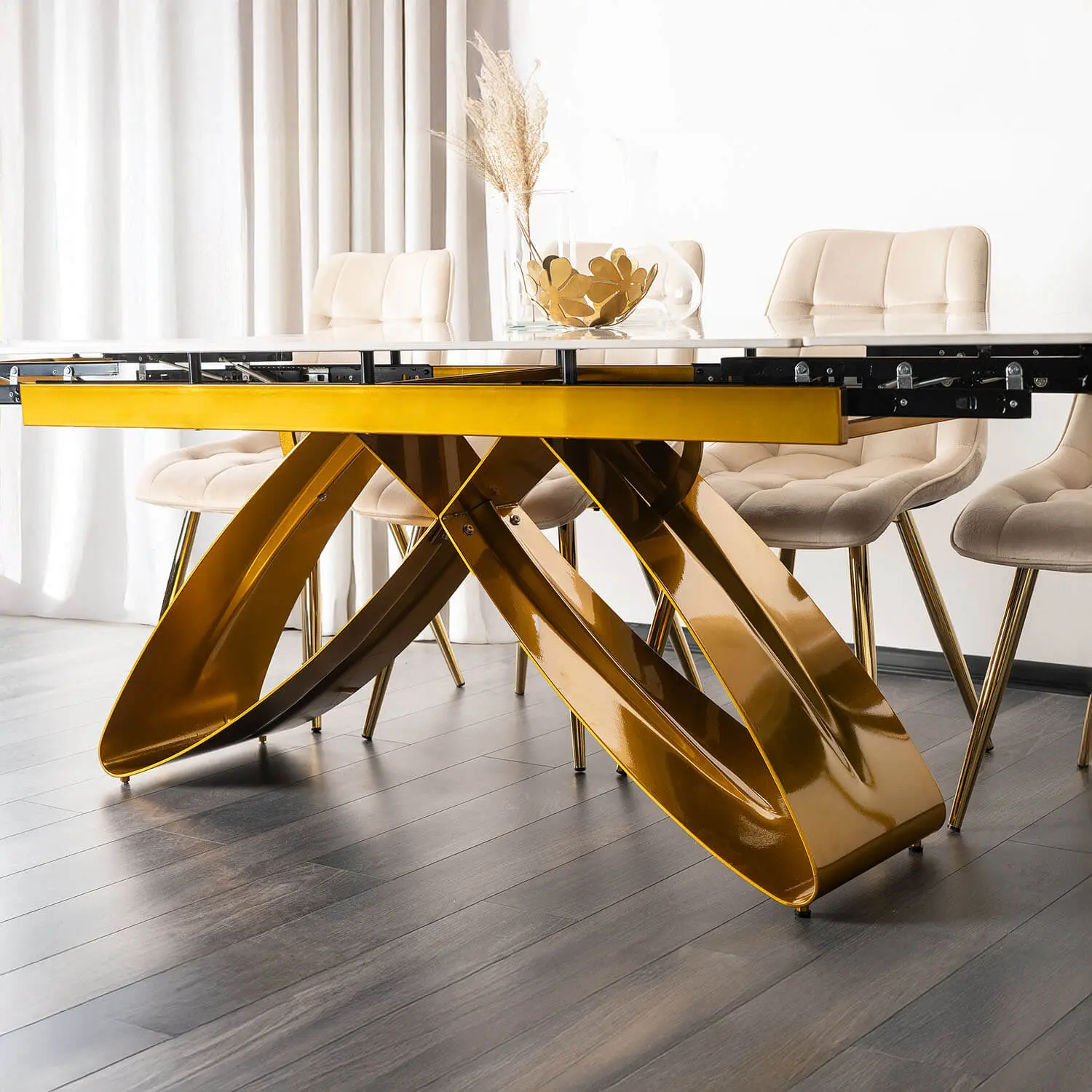 Masa extensibila Mebel Elite Luigi 160/240 (Black Marble/Gold)