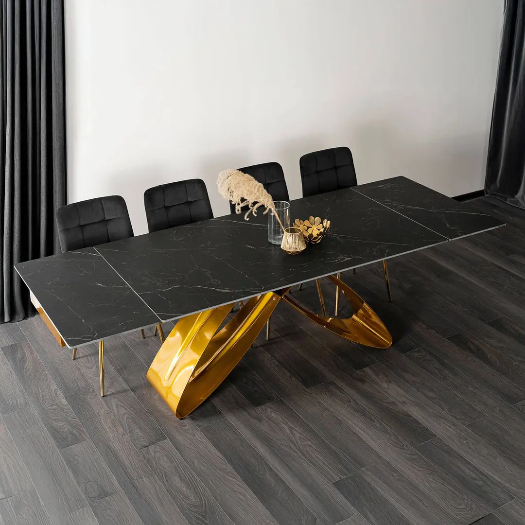 Masa extensibila Mebel Elite Luigi 160/240 (Black Marble/Gold)