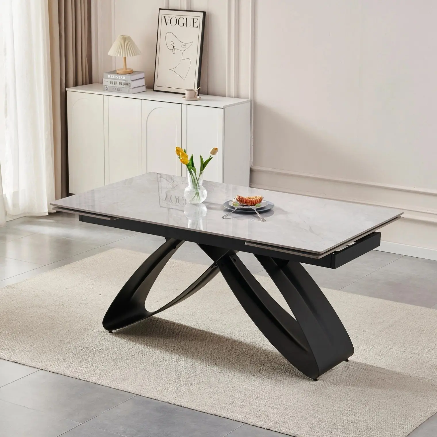 Masa extensibila Mebel Elite Luigi 160/240 (Grey Marble/Black) - 2