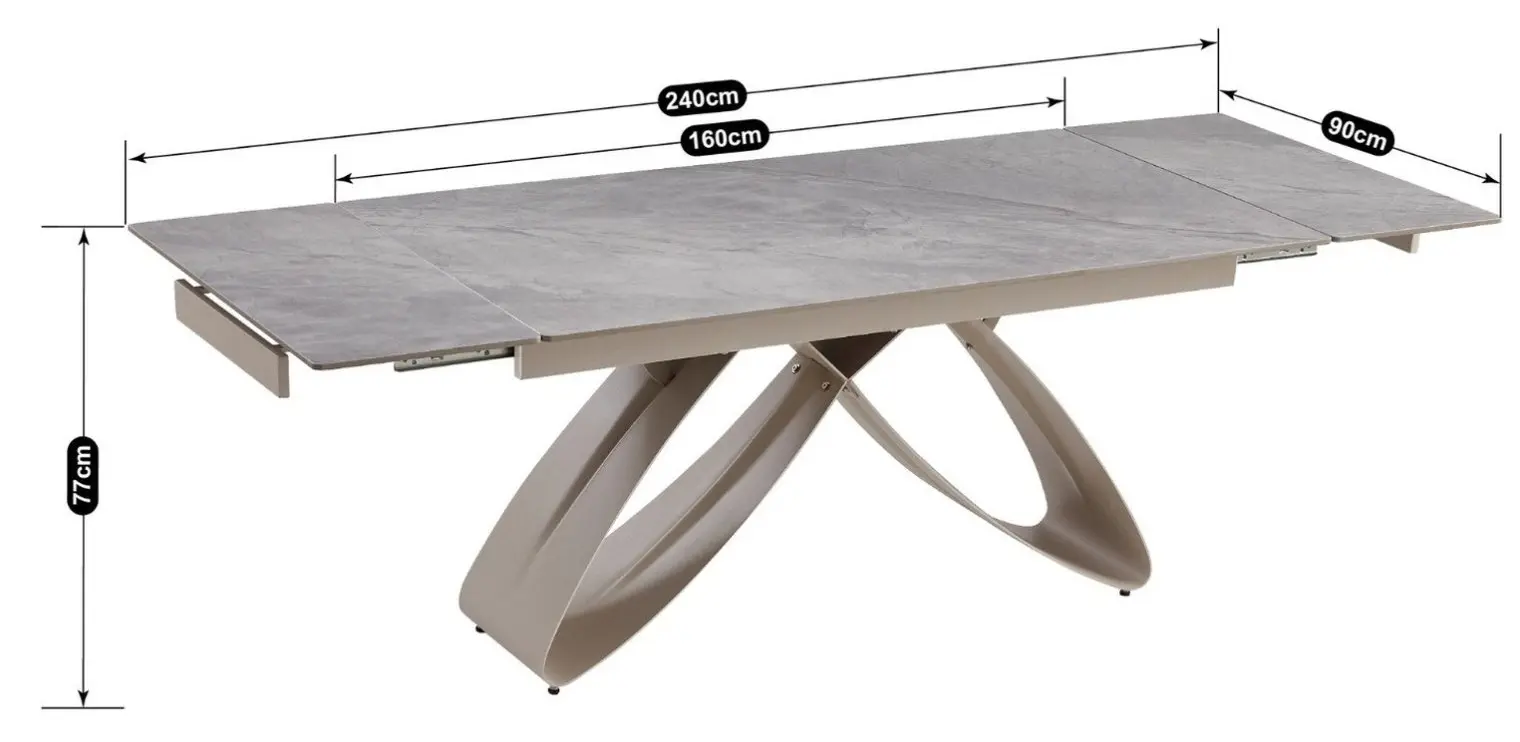 Стол раскладной Mebel Elite Luigi 160/240 (Grey Marble/Cashmere) - 5