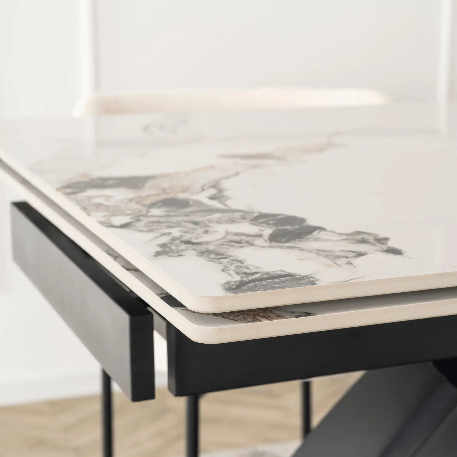 Стол раскладной Mebel Elite Luigi 160/240 (White Marble/Black) - 6