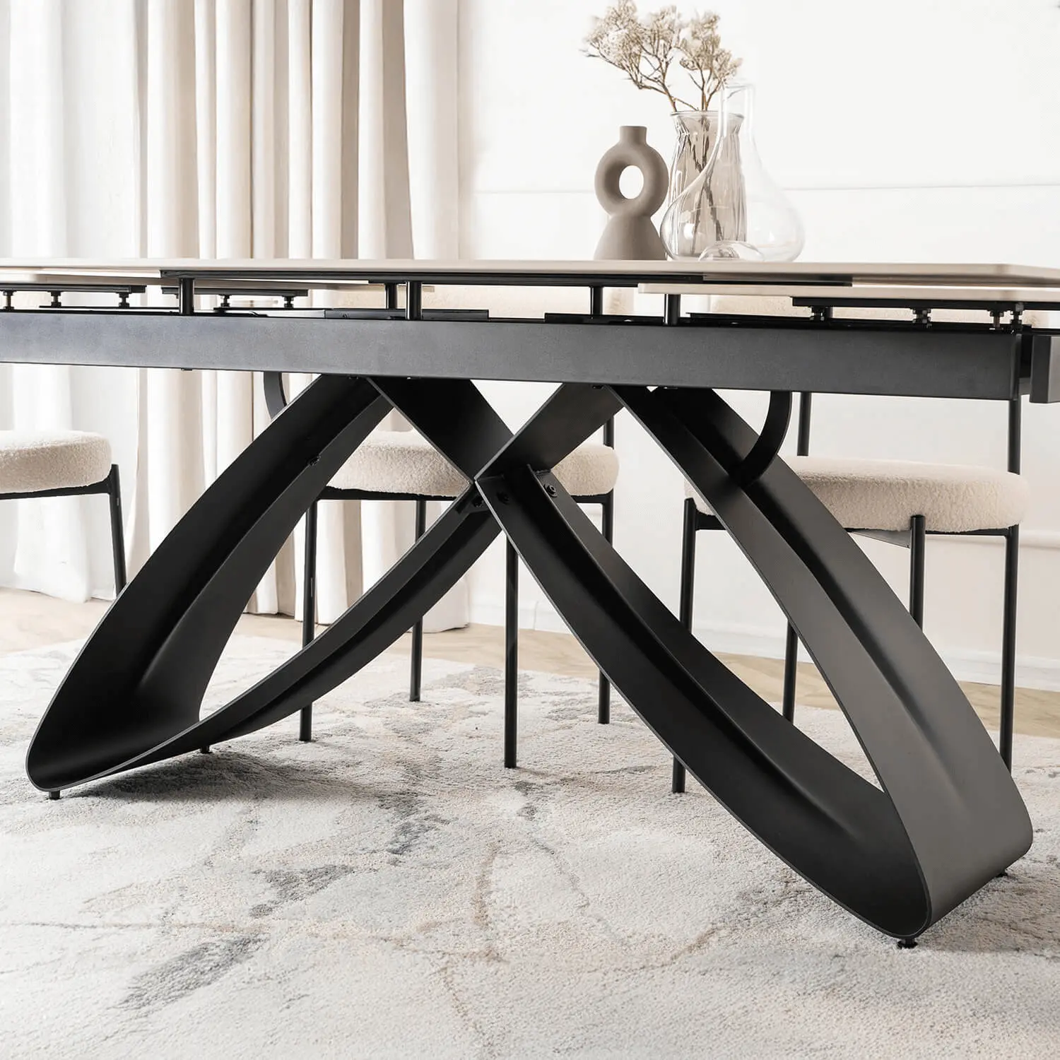 Стол раскладной Mebel Elite Luigi 160/240 (White Marble/Black) - 8