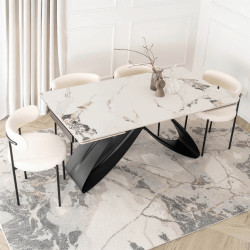 Стол раскладной Mebel Elite Luigi 160/240 (White Marble/Black) Thumb