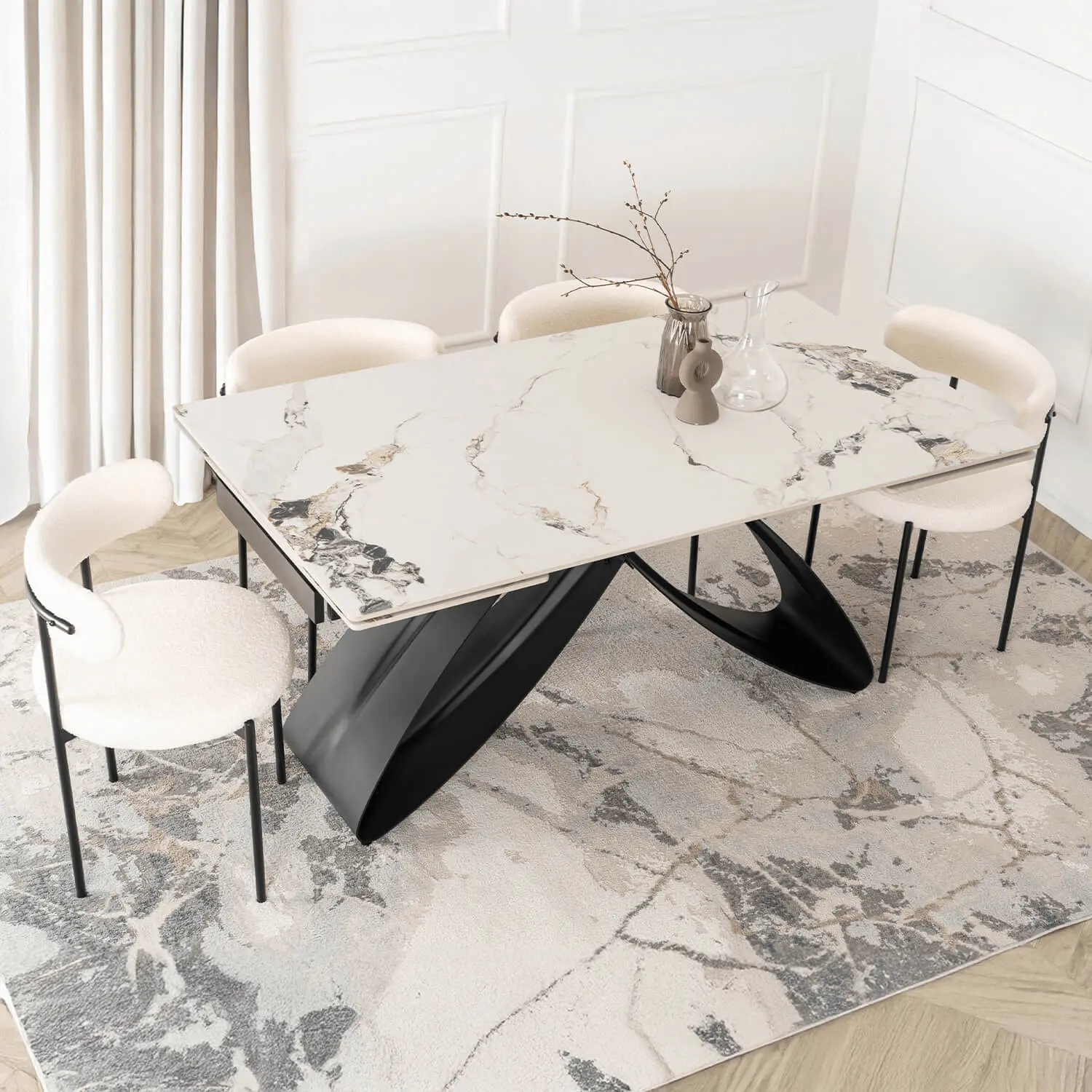 Стол раскладной Mebel Elite Luigi 160/240 (White Marble/Black) - 9