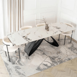 Стол раскладной Mebel Elite Luigi 160/240 (White Marble/Black) Thumb